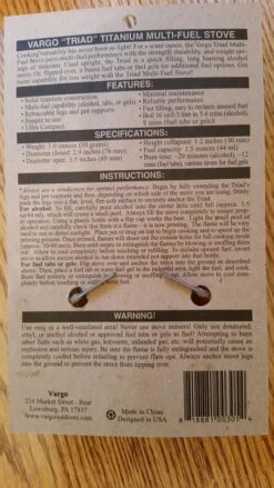 Vargo Triad Multi-Fuel Stove -Hiking And Camping 20170113 170917