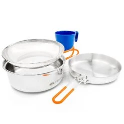GSI Outdoors Glacier Stainless Steel Mess Kit -Hiking And Camping gsi outdoors glacier stainless 1 person mess kit