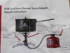 MSR LowDown Remote Stove Adapter -Hiking And Camping msr paper 1
