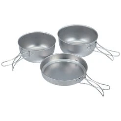 Snow Peak Titanium Cook Set, 3Pcs -Hiking And Camping snow peak 3 piece titanium cookset