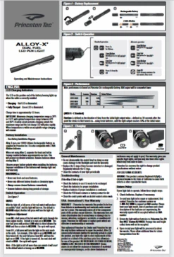Princeton Tec Alloy-X -Hiking And Camping tec full page instructions